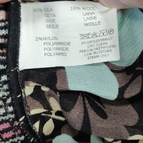 VTG Missoni Silk Wool Cardigan Sweater Tie Front Sheer Ruched Floral Feminine 40 - Picture 7 of 11